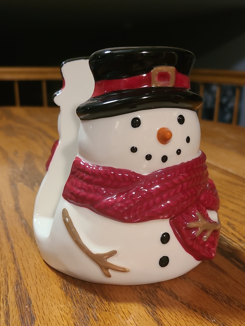 St. Nicholas Square Yuletide Red-Scarf Snowman Napkin Holder with Black Hat